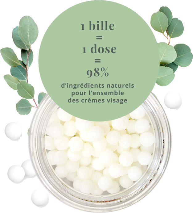 1 bille = 1 dose = 95% d'ingrédients naturels pour une hydratation profonde